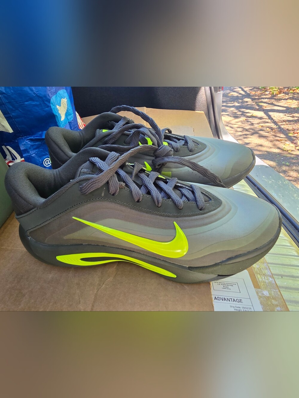 Brand New Aja Wilson Nike Men's Size 9 Gray Sneakers with Neon Yellow No Box